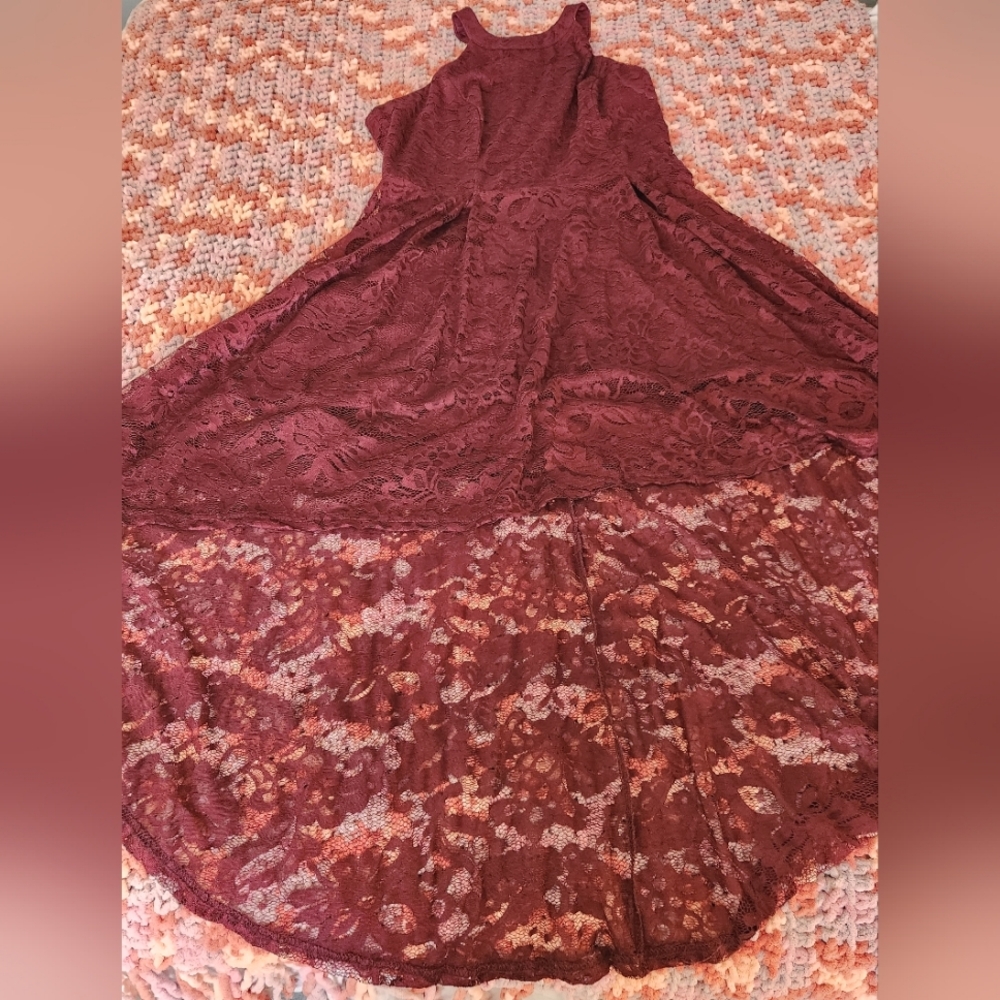 Maroon Lace Bridesmaid Dress